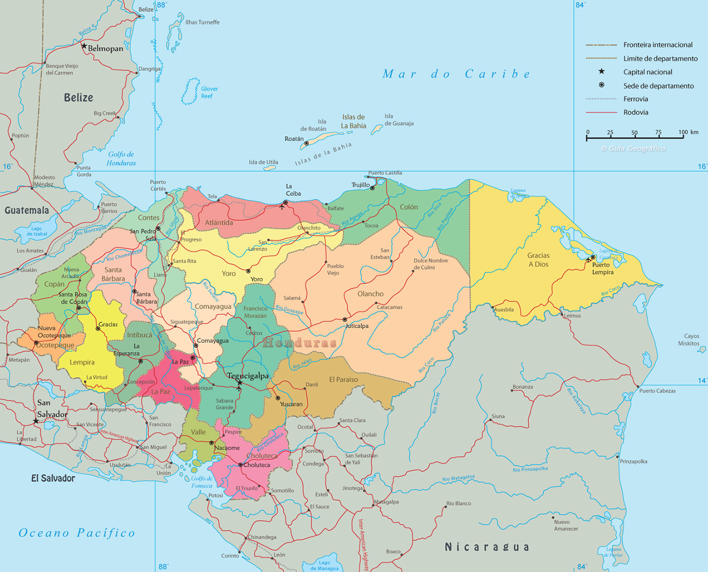 Mapa politico Honduras