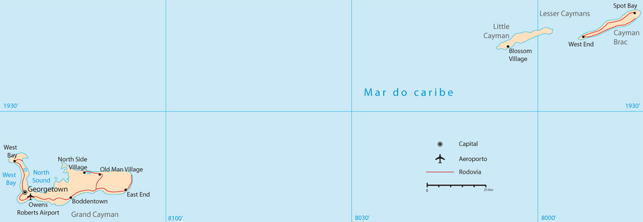 Mapa Ilhas Cayman