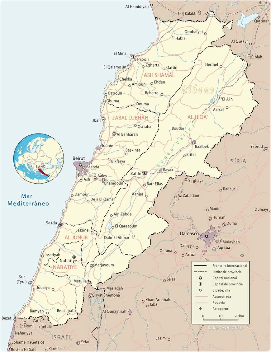 Mapa Líbano