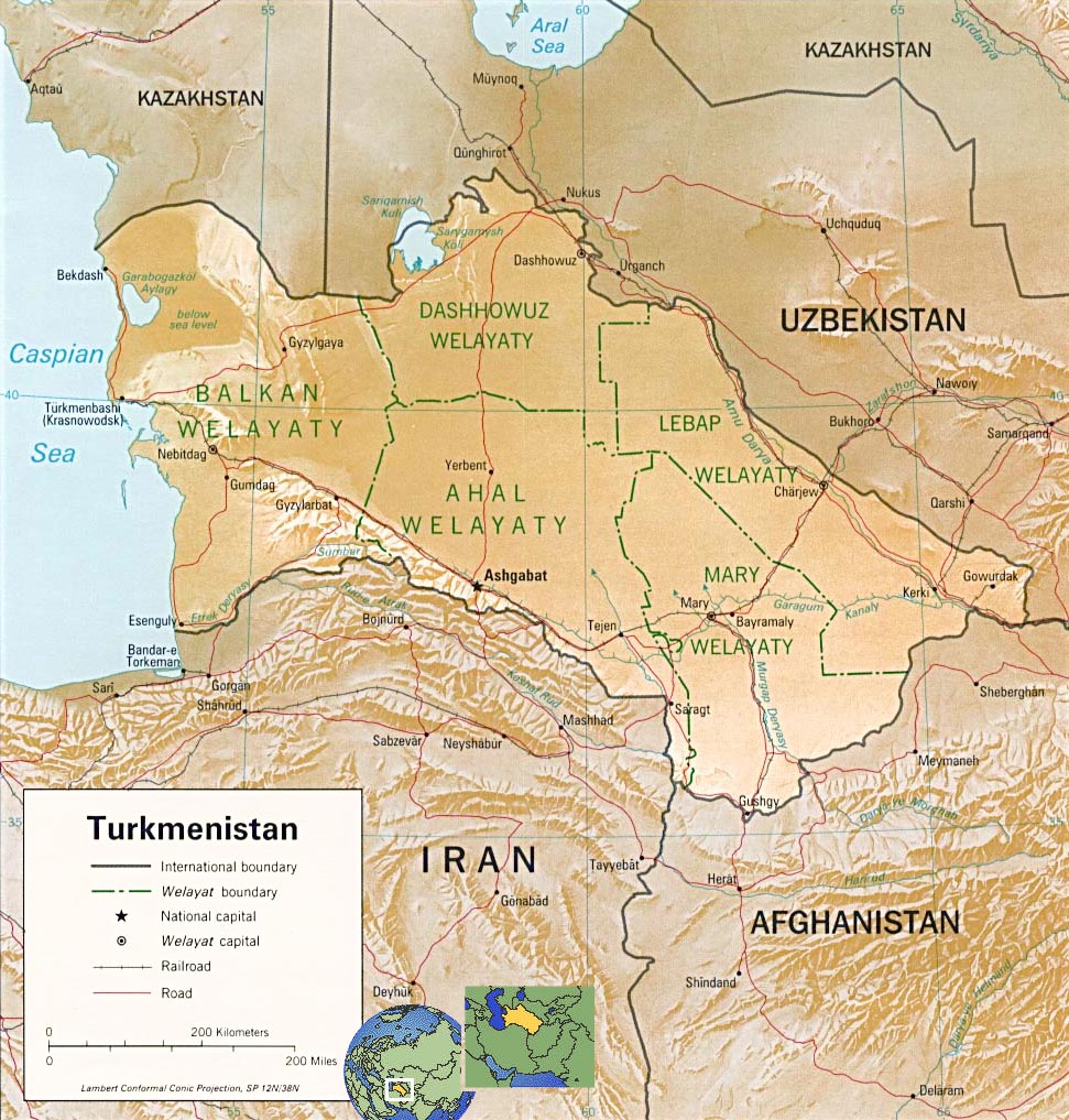 Turcomenistão mapa