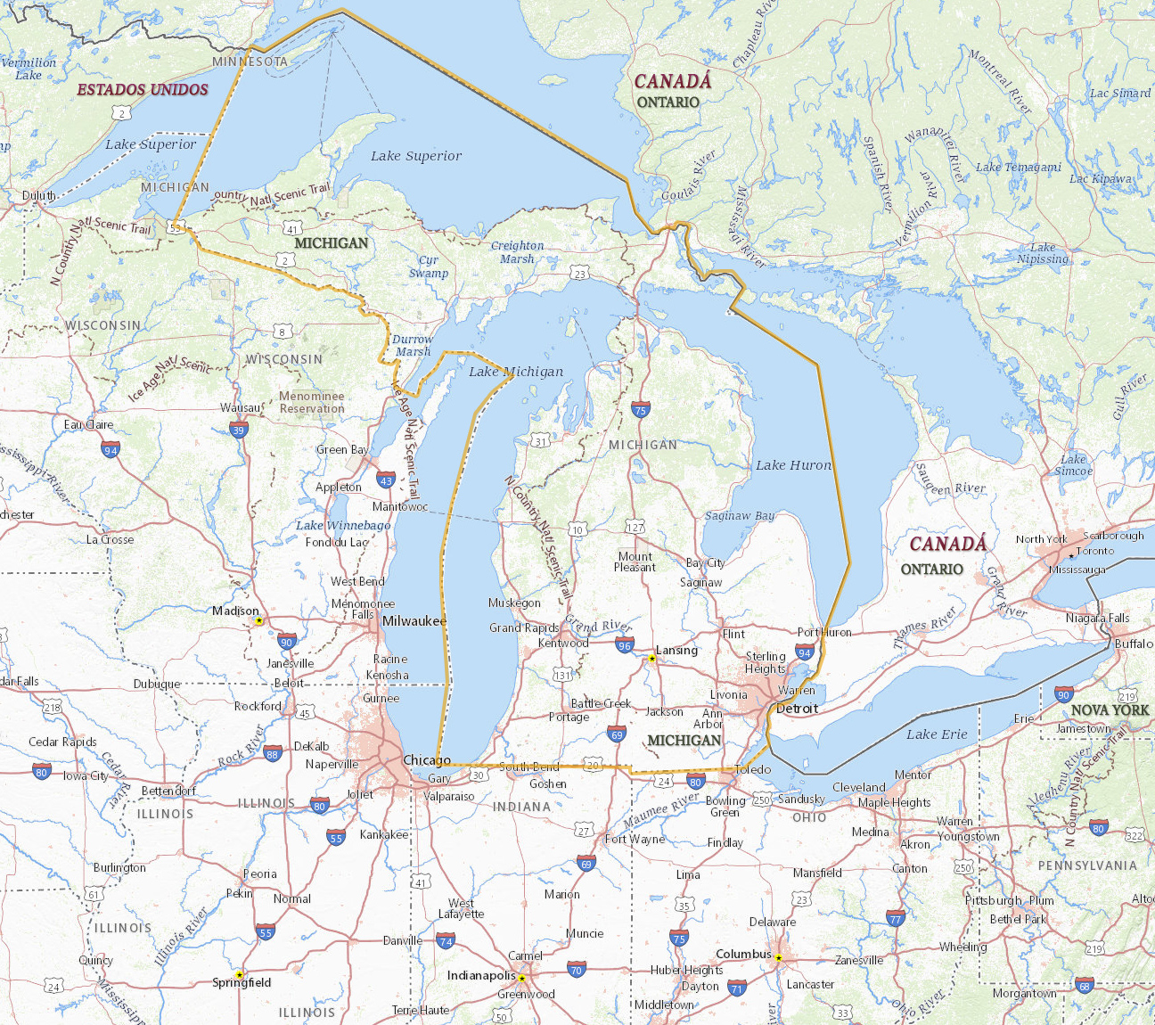 Mapa Michigan