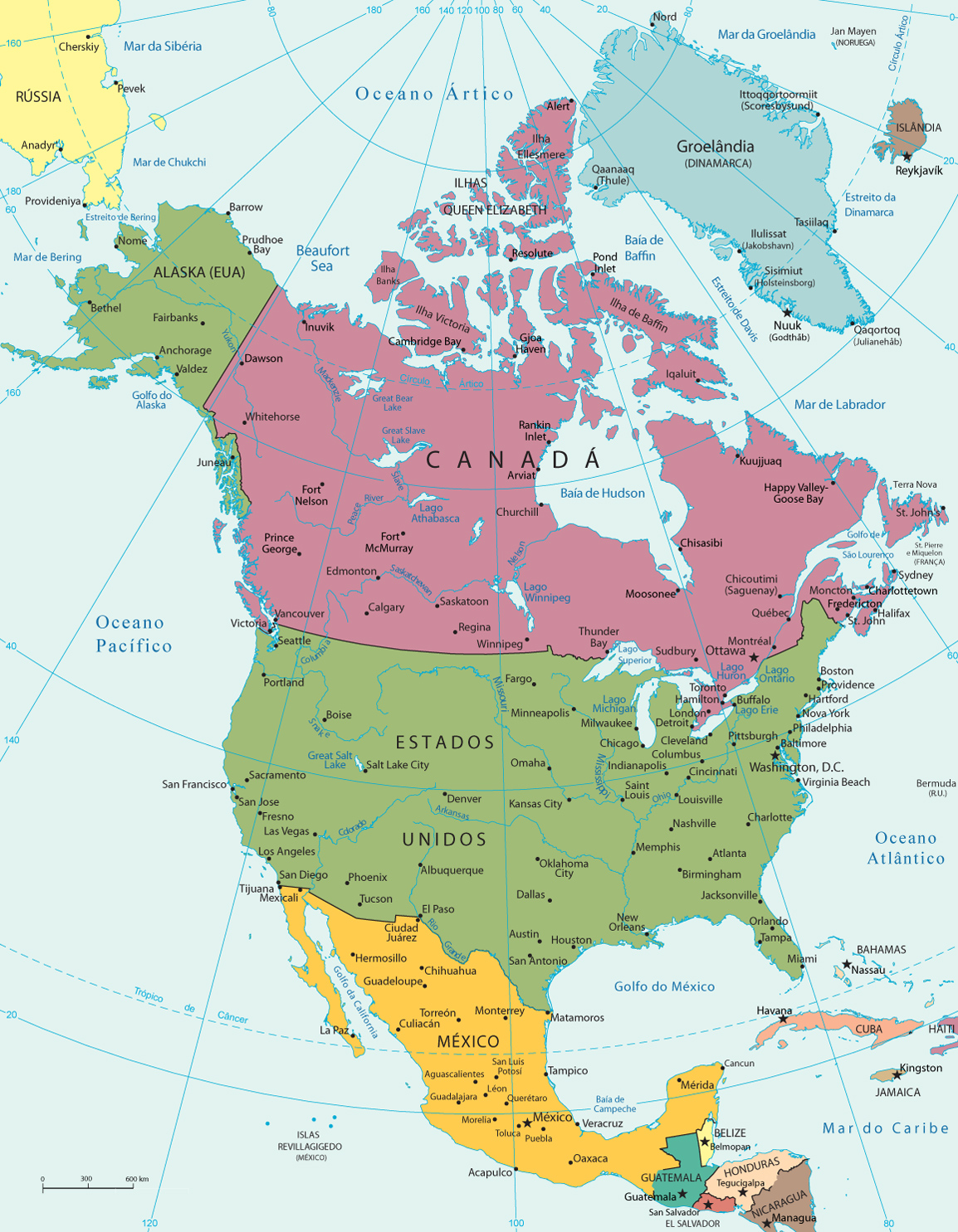 Mapa Da América Do Norte 9030